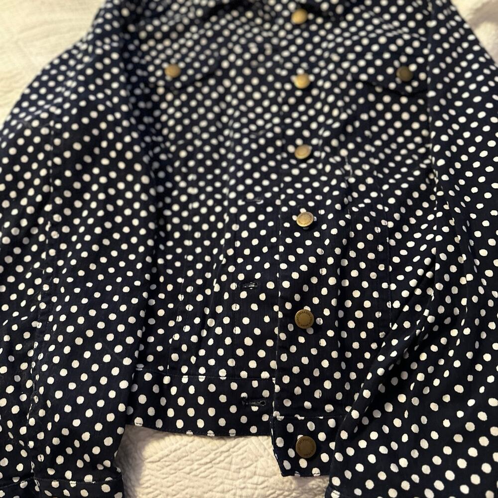Coldwater Creek dark blue polka‎ dot Denim Jacket